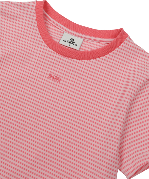 SUNDAY FRUIT MARKET(サンデーフルーツマーケット)の「W) MINI SUN STRIPE TEE PINK(Tシャツ/カットソー・レディース・その他・SMALL/MEDIUM)」の3枚目の写真