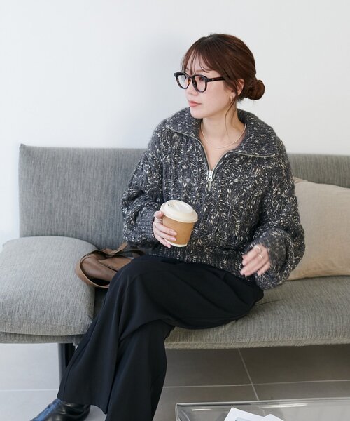 ケーブルハーフジッププルオーバー（ニット/セーター）｜DISCOAT