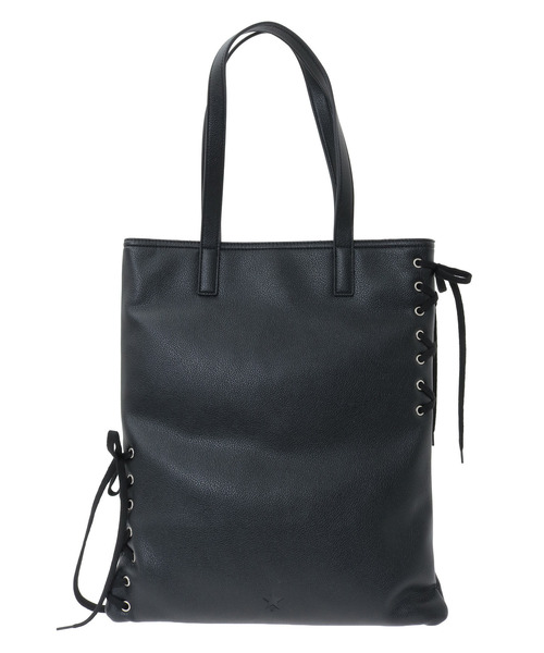CONVERSE TOKYO（コンバーストウキョウ）の「LACE-UP FLAT TOTE BAG（トートバッグ・レディース・シルバー/ブラック・FREE）」の2枚目の写真
