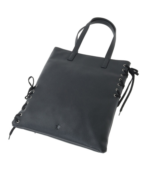 CONVERSE TOKYO（コンバーストウキョウ）の「LACE-UP FLAT TOTE BAG（トートバッグ・レディース・シルバー/ブラック・FREE）」の10枚目の写真