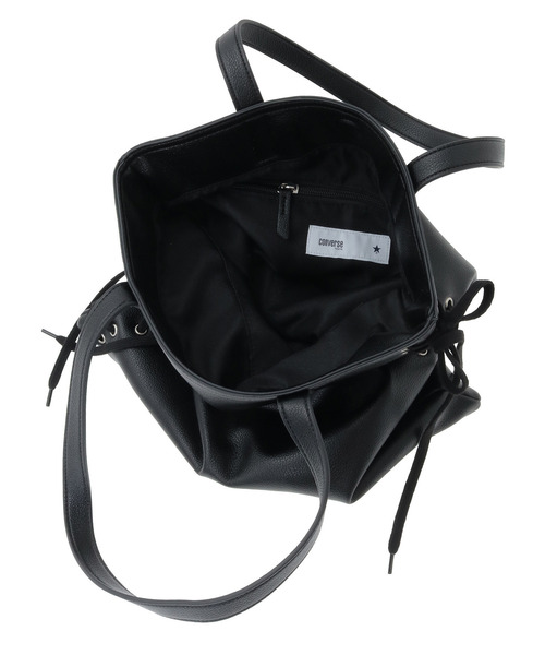 CONVERSE TOKYO（コンバーストウキョウ）の「LACE-UP FLAT TOTE BAG（トートバッグ・レディース・シルバー/ブラック・FREE）」の14枚目の写真