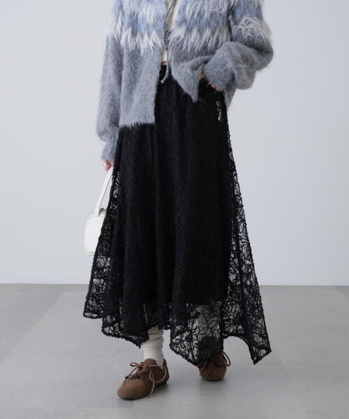 FREE'S MART（フリーズマート）の「◆２ＷＡＹモールレースパネルフレアスカート（スカート・レディース・ブラック/ホワイト・MEDIUM/SMALL）」の2枚目の写真