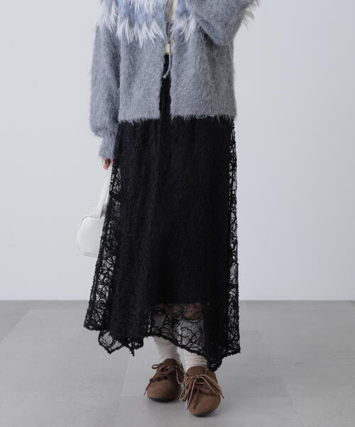 FREE'S MART（フリーズマート）の「◆２ＷＡＹモールレースパネルフレアスカート（スカート・レディース・ブラック/ホワイト・MEDIUM/SMALL）」の4枚目の写真