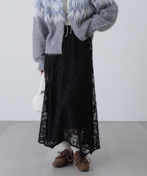 FREE'S MART（フリーズマート）の「◆２ＷＡＹモールレースパネルフレアスカート（スカート・レディース・ブラック/ホワイト・MEDIUM/SMALL）」の5枚目の写真