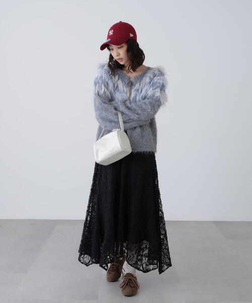 FREE'S MART（フリーズマート）の「◆２ＷＡＹモールレースパネルフレアスカート（スカート・レディース・ブラック/ホワイト・MEDIUM/SMALL）」の8枚目の写真