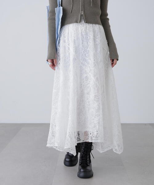 FREE'S MART（フリーズマート）の「◆２ＷＡＹモールレースパネルフレアスカート（スカート・レディース・ブラック/ホワイト・MEDIUM/SMALL）」の12枚目の写真