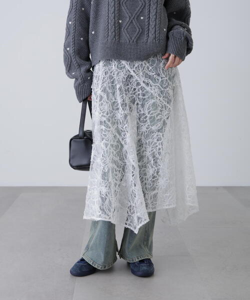 FREE'S MART（フリーズマート）の「◆２ＷＡＹモールレースパネルフレアスカート（スカート・レディース・ブラック/ホワイト・MEDIUM/SMALL）」の14枚目の写真