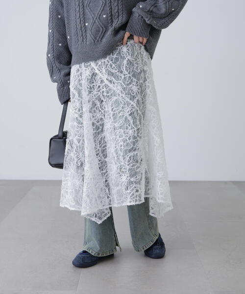 FREE'S MART（フリーズマート）の「◆２ＷＡＹモールレースパネルフレアスカート（スカート・レディース・ブラック/ホワイト・MEDIUM/SMALL）」の15枚目の写真