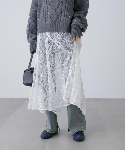 FREE'S MART（フリーズマート）の「◆２ＷＡＹモールレースパネルフレアスカート（スカート・レディース・ブラック/ホワイト・MEDIUM/SMALL）」の16枚目の写真