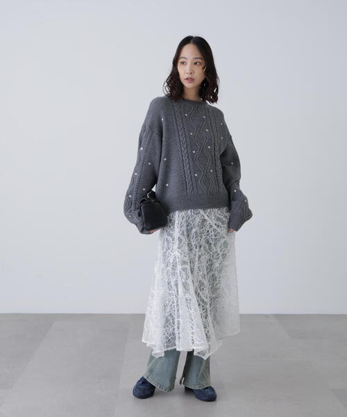 FREE'S MART（フリーズマート）の「◆２ＷＡＹモールレースパネルフレアスカート（スカート・レディース・ブラック/ホワイト・MEDIUM/SMALL）」の20枚目の写真