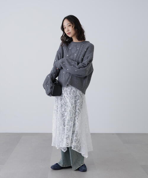 FREE'S MART（フリーズマート）の「◆２ＷＡＹモールレースパネルフレアスカート（スカート・レディース・ブラック/ホワイト・MEDIUM/SMALL）」の22枚目の写真