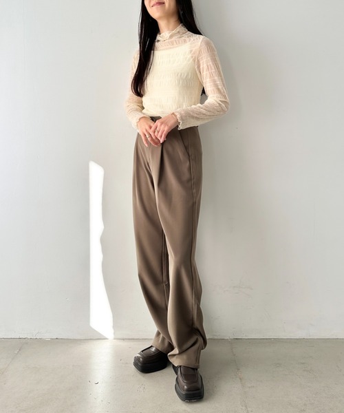 LOVALOT（ラバロット）の「シアーハイネックトップス ギャザー（Tシャツ/カットソー・レディース・ブラック/アイボリー/ホワイト・FREE）」の22枚目の写真