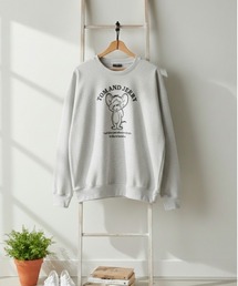 【TOM&JERRY/トムとジェリー】リップルダンボール　アップリケ＆サガラ刺繍クルーネックトレーナー/ユニセックス