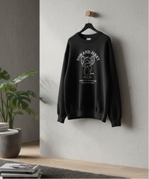 【TOM&JERRY/トムとジェリー】リップルダンボール アップリケ&サガラ刺繍クルーネックトレーナー/ユニセックス