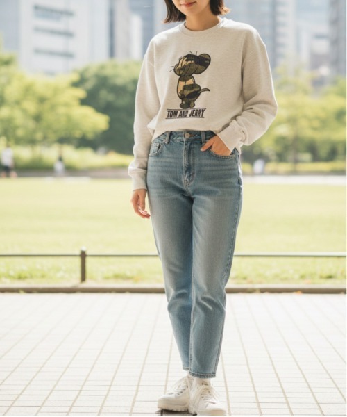 Tom&Jerry(トムアンドジェリー)の「【TOM&JERRY/トムとジェリー】リップルダンボール アップリケ&サガラ刺繍クルーネックトレーナー/ユニセックス(スウェット・レディース・ブラック/オフホワイト/アイボリー系/Black/オートミール/ブラウン・MEDIUM/LARGE)」の19枚目の写真
