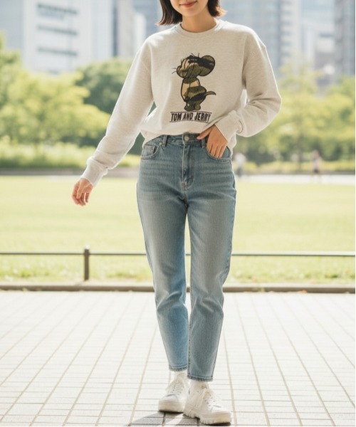 Tom&Jerry(トムアンドジェリー)の「【TOM&JERRY/トムとジェリー】リップルダンボール アップリケ&サガラ刺繍クルーネックトレーナー/ユニセックス(スウェット・レディース・ブラック/オフホワイト/アイボリー系/Black/オートミール/ブラウン・MEDIUM/LARGE)」の17枚目の写真