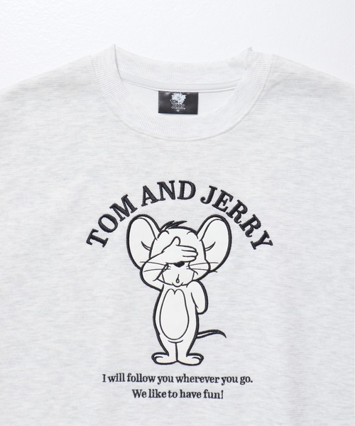 Tom&Jerry(トムアンドジェリー)の「【TOM&JERRY/トムとジェリー】リップルダンボール アップリケ&サガラ刺繍クルーネックトレーナー/ユニセックス(スウェット・レディース・ブラック/オフホワイト/アイボリー系/Black/オートミール/ブラウン・MEDIUM/LARGE)」の8枚目の写真