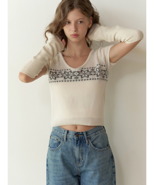 RE_L（リエル）の「Vigne half v knit (ivory)（ニット/セーター・レディース・その他・FREE）」の3枚目の写真
