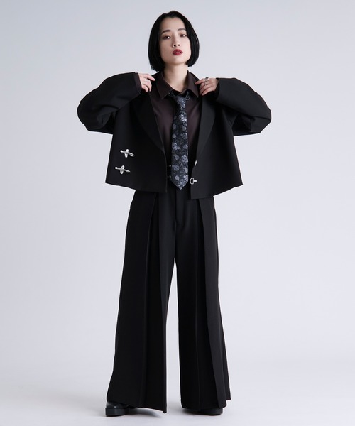 Ellno Loset(エルノロゼット)の「ファイヤーマンバックルショートジャケット/SETUP対応(テーラードジャケット・メンズ・ブラック/ブルーグレー/パープル・X-SMALL/SMALL/MEDIUM/LARGE)」の17枚目の写真