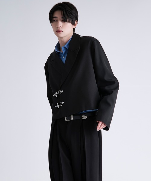 Ellno Loset(エルノロゼット)の「ファイヤーマンバックルショートジャケット/SETUP対応(テーラードジャケット・メンズ・ブラック/ブルーグレー/パープル・X-SMALL/SMALL/MEDIUM/LARGE)」の6枚目の写真