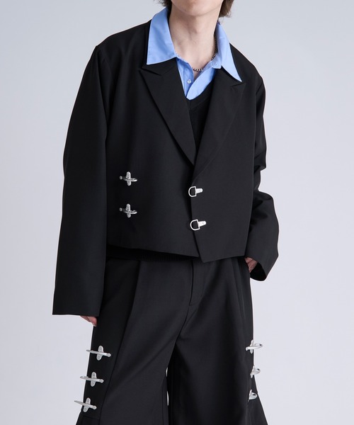 Ellno Loset(エルノロゼット)の「ファイヤーマンバックルショートジャケット/SETUP対応(テーラードジャケット・メンズ・ブラック/ブルーグレー/パープル・X-SMALL/SMALL/MEDIUM/LARGE)」の21枚目の写真