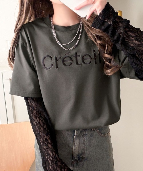 INSCRIRE Lase Tee レースTシャツ カーキ フリーサイズ 25年 INSCRIRE