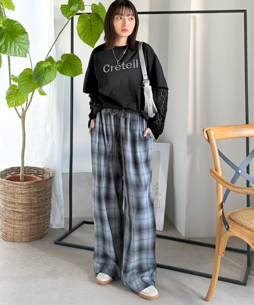 classicalelf（クラシカルエルフ）の「レースでカジュアルの中に女性らしさをプラス!レイヤード風レース袖ドッキングTシャツ（レース柄アソート）（Tシャツ/カットソー・レディース・チャコール/オフホワイト/ブラック・LARGE/MEDIUM/SMALL/X-LARGE）」の16枚目の写真