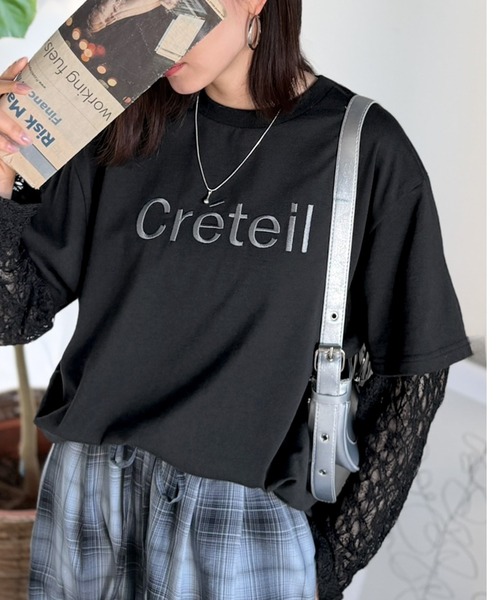 classicalelf（クラシカルエルフ）の「レースでカジュアルの中に女性らしさをプラス!レイヤード風レース袖ドッキングTシャツ（レース柄アソート）（Tシャツ/カットソー・レディース・チャコール/オフホワイト/ブラック・LARGE/MEDIUM/SMALL/X-LARGE）」の18枚目の写真