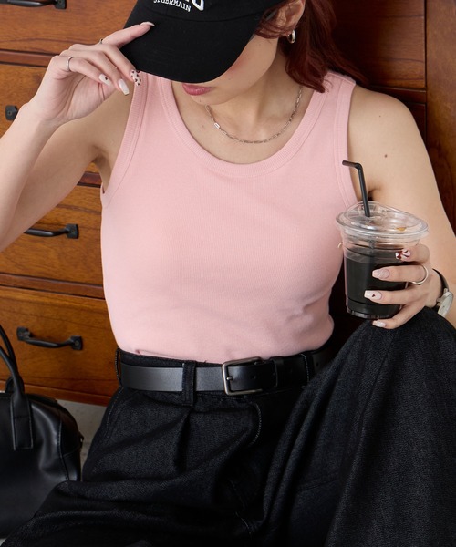 BONLECILL（ボンルシール）の「【接触冷感/抗菌防臭】カップ付きUネックタンクトップ（タンクトップ・レディース・モカ/ミント/オレンジ/ブラウン/レッド/ピンク/アイボリー/ブラック/チャコールグレー/ブルー・S/M/L/LL）」の8枚目の写真