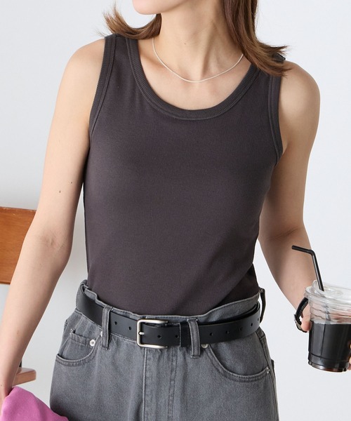 BONLECILL（ボンルシール）の「【接触冷感/抗菌防臭】カップ付きUネックタンクトップ（タンクトップ・レディース・モカ/ミント/オレンジ/ブラウン/レッド/ピンク/アイボリー/ブラック/チャコールグレー/ブルー・S/M/L/LL）」の3枚目の写真