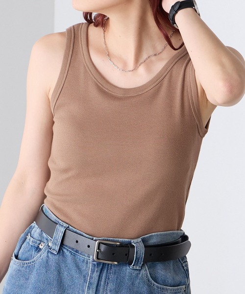 BONLECILL（ボンルシール）の「【接触冷感/抗菌防臭】カップ付きUネックタンクトップ（タンクトップ・レディース・モカ/ミント/オレンジ/ブラウン/レッド/ピンク/アイボリー/ブラック/チャコールグレー/ブルー・S/M/L/LL）」の5枚目の写真