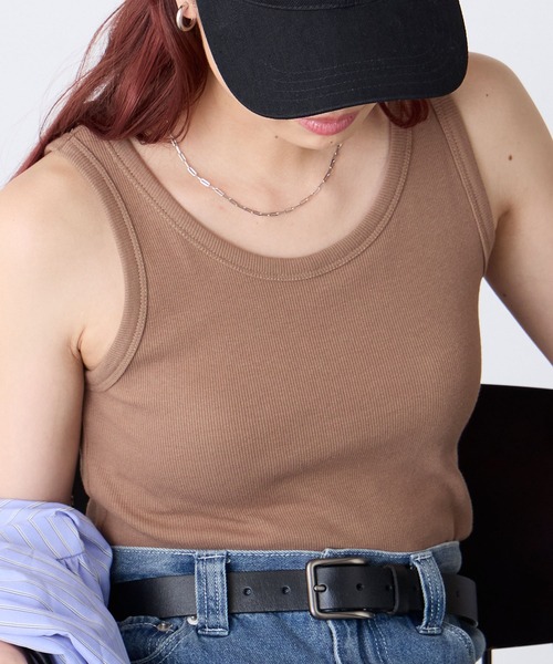 BONLECILL（ボンルシール）の「【接触冷感/抗菌防臭】カップ付きUネックタンクトップ（タンクトップ・レディース・モカ/ミント/オレンジ/ブラウン/レッド/ピンク/アイボリー/ブラック/チャコールグレー/ブルー・S/M/L/LL）」の14枚目の写真