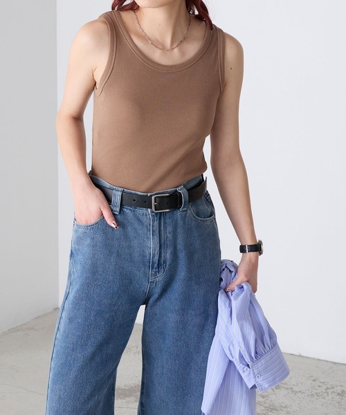 BONLECILL（ボンルシール）の「【接触冷感/抗菌防臭】カップ付きUネックタンクトップ（タンクトップ・レディース・モカ/ミント/オレンジ/ブラウン/レッド/ピンク/アイボリー/ブラック/チャコールグレー/ブルー・S/M/L/LL）」の15枚目の写真