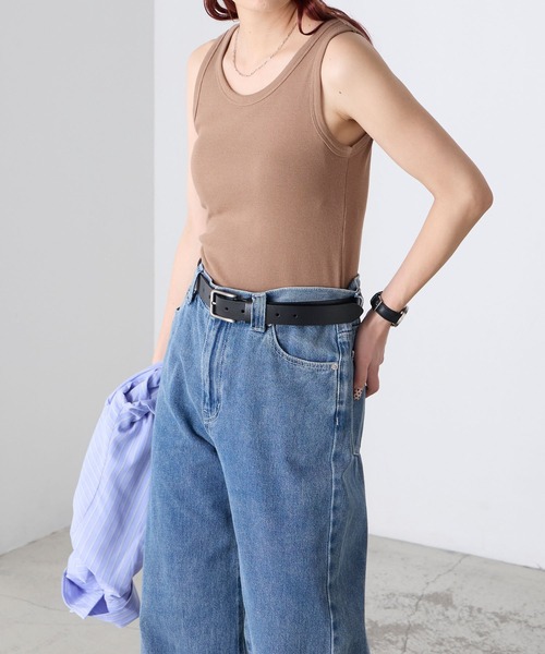 BONLECILL（ボンルシール）の「【接触冷感/抗菌防臭】カップ付きUネックタンクトップ（タンクトップ・レディース・モカ/ミント/オレンジ/ブラウン/レッド/ピンク/アイボリー/ブラック/チャコールグレー/ブルー・S/M/L/LL）」の16枚目の写真