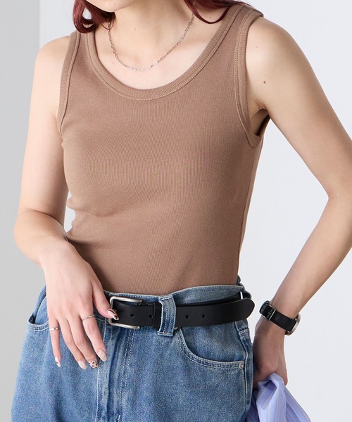 BONLECILL（ボンルシール）の「【接触冷感/抗菌防臭】カップ付きUネックタンクトップ（タンクトップ・レディース・モカ/ミント/オレンジ/ブラウン/レッド/ピンク/アイボリー/ブラック/チャコールグレー/ブルー・S/M/L/LL）」の18枚目の写真