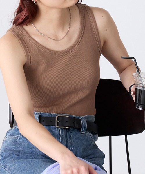 BONLECILL（ボンルシール）の「【接触冷感/抗菌防臭】カップ付きUネックタンクトップ（タンクトップ・レディース・モカ/ミント/オレンジ/ブラウン/レッド/ピンク/アイボリー/ブラック/チャコールグレー/ブルー・S/M/L/LL）」の19枚目の写真