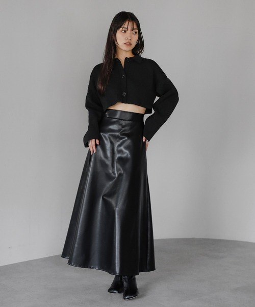 ⭐️新品未使用⭐️Heve Tuck Flare Leatherスカート フェイクレザー フレアスカート