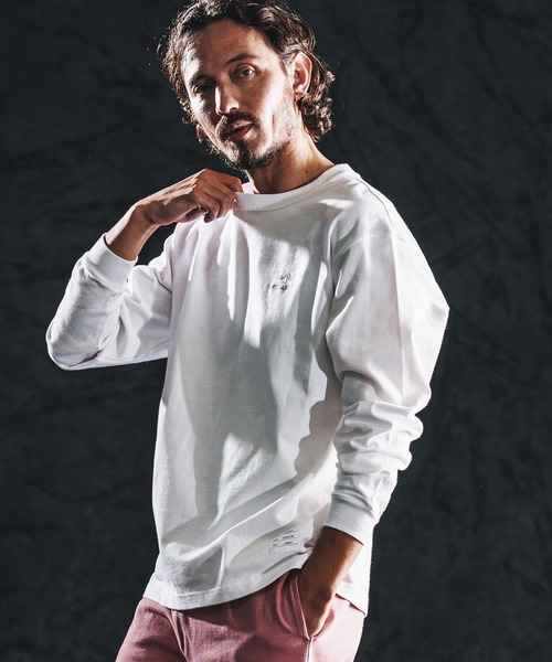 wjk reluxe(ダブルジェーケーリラックス)の「mlt5531-heavy oz LS tee ロングスリーブカットソー(WR26S-25)(Tシャツ/カットソー・メンズ・ホワイト/ブラック/スモークピンク・XL/L/M)」の1枚目の写真