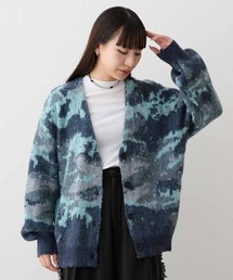 MEDE19F モヘア混のダブルジャカードカーディガン