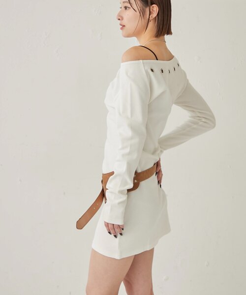 WHO'S WHO gallery（フーズフーギャラリー）の「アイレットリブワンピース（ワンピース・レディース・グレー/ブラック/ホワイト・FREE）」の9枚目の写真