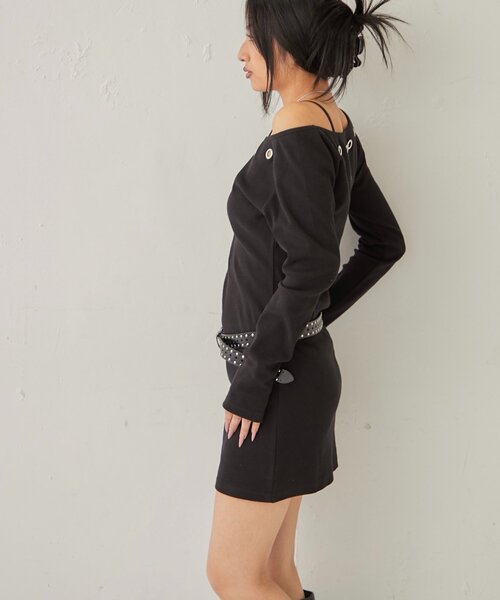 WHO'S WHO gallery（フーズフーギャラリー）の「アイレットリブワンピース（ワンピース・レディース・グレー/ブラック/ホワイト・FREE）」の11枚目の写真