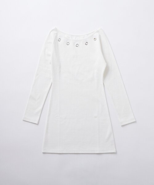 WHO'S WHO gallery（フーズフーギャラリー）の「アイレットリブワンピース（ワンピース・レディース・グレー/ブラック/ホワイト・FREE）」の20枚目の写真