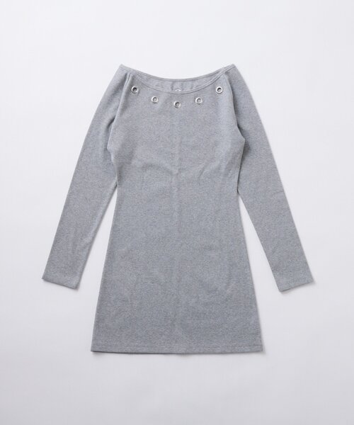 WHO'S WHO gallery（フーズフーギャラリー）の「アイレットリブワンピース（ワンピース・レディース・グレー/ブラック/ホワイト・FREE）」の8枚目の写真