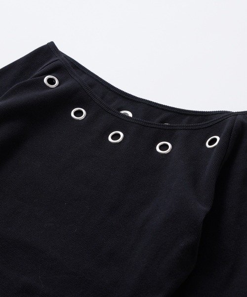 WHO'S WHO gallery（フーズフーギャラリー）の「アイレットリブワンピース（ワンピース・レディース・グレー/ブラック/ホワイト・FREE）」の5枚目の写真