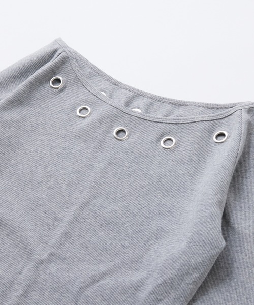 WHO'S WHO gallery（フーズフーギャラリー）の「アイレットリブワンピース（ワンピース・レディース・グレー/ブラック/ホワイト・FREE）」の6枚目の写真