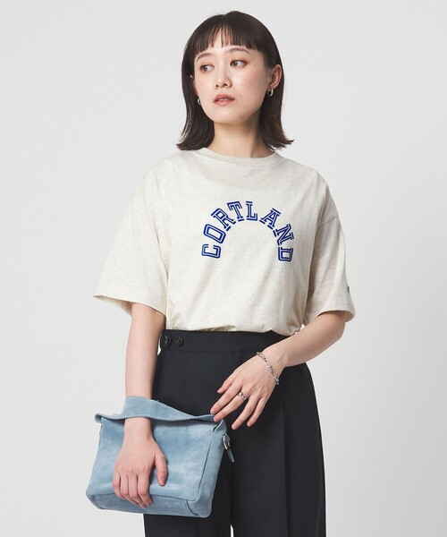 Champion(チャンピオン)の「【別注】<Champion>プリント Tシャツ(Tシャツ/カットソー・レディース・オフホワイト/ナチュラル/ブラック/ライトピンク・FREE)」の4枚目の写真