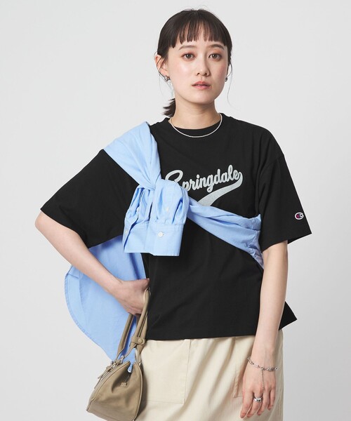Champion(チャンピオン)の「【別注】<Champion>プリント Tシャツ(Tシャツ/カットソー・レディース・オフホワイト/ナチュラル/ブラック/ライトピンク・FREE)」の3枚目の写真