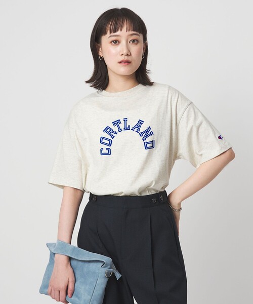 Champion(チャンピオン)の「【別注】<Champion>プリント Tシャツ(Tシャツ/カットソー・レディース・オフホワイト/ナチュラル/ブラック/ライトピンク・FREE)」の5枚目の写真