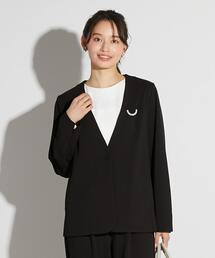 MELROSE claire（メルローズ クレール）の「【MELROSE CLAIRE noir】入卒園式・卒入学式・カットジョーゼットVジャケット（セットアップ可）（ノーカラージャケット）」