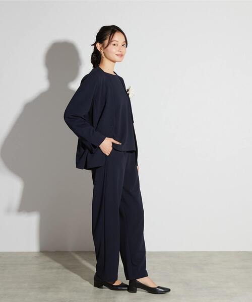 MELROSE claire（メルローズ クレール）の「【MELROSE CLAIRE noir】入卒園式・卒入学式・カットジョーゼットVジャケット（セットアップ可）（ノーカラージャケット・レディース・ダークネイビー/ブラック・4/3/2）」の3枚目の写真